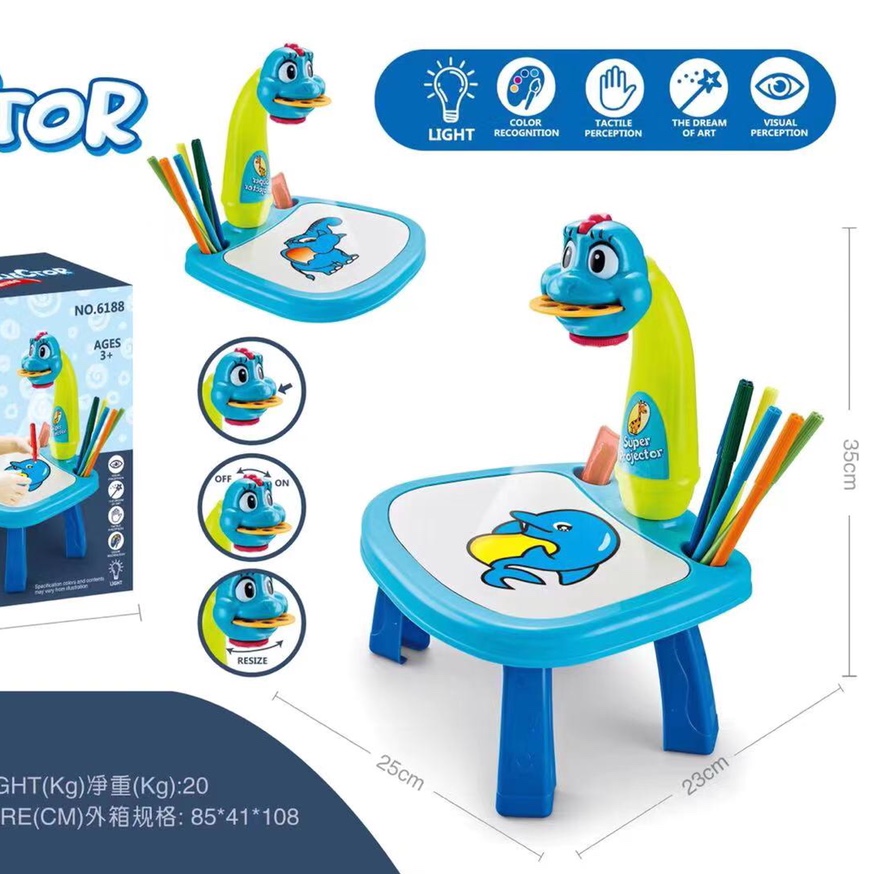 Projection Painting, Smart doodling, writing board, Glowing music, children's toys, writing and drawing board (blue)