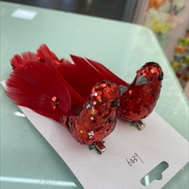 大红色亮片鸟圣诞装饰