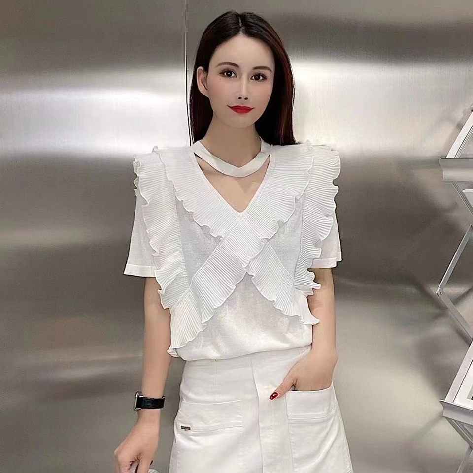 Knitted top White V