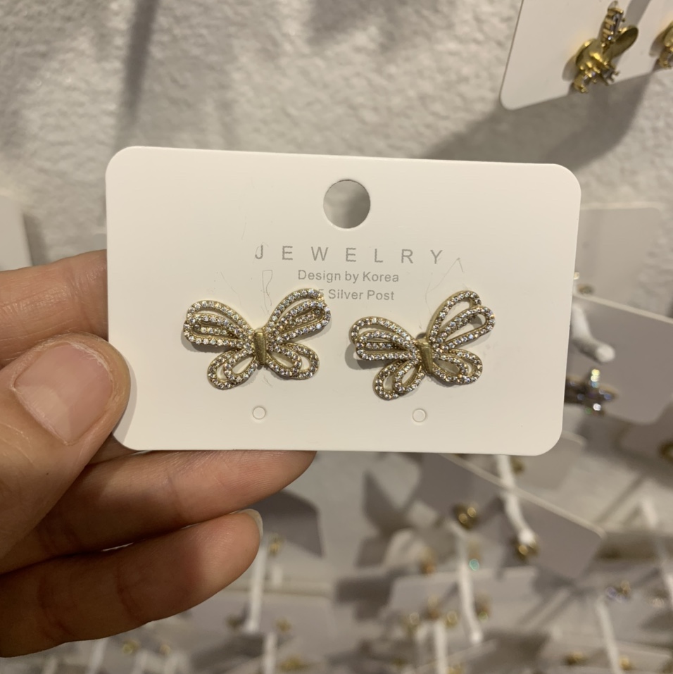 Earrings 099 Butterfly gold plated zircon