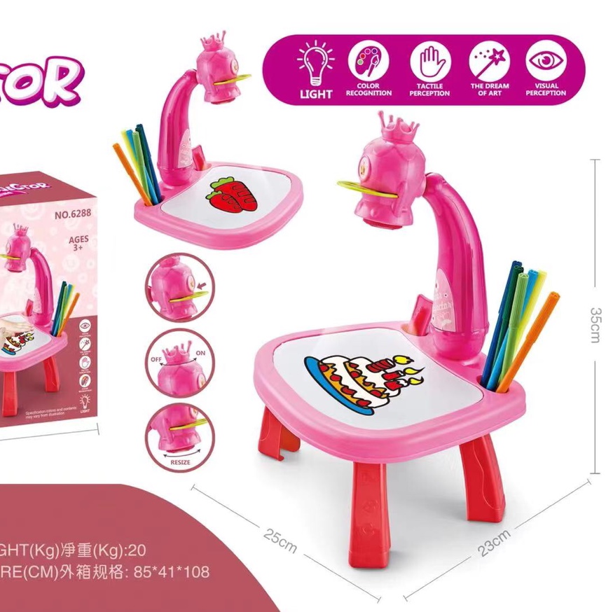 Projection Painting, Smart doodling, writing board, Glowing music, children's toys, writing and drawing board (pink)