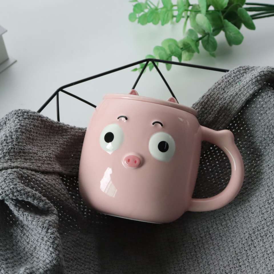 Couple cups, cute and mischievous little pig ceramic mugs, pink and girlish cartoon ceramic coffee water cups, home hope detail image 5