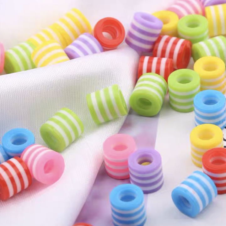 高辉树脂饰品配件树脂混色彩色条纹桶装珠子散珠儿童串珠DIY手工制作项链手链头饰绳带饰品配件欧美南美流行元素