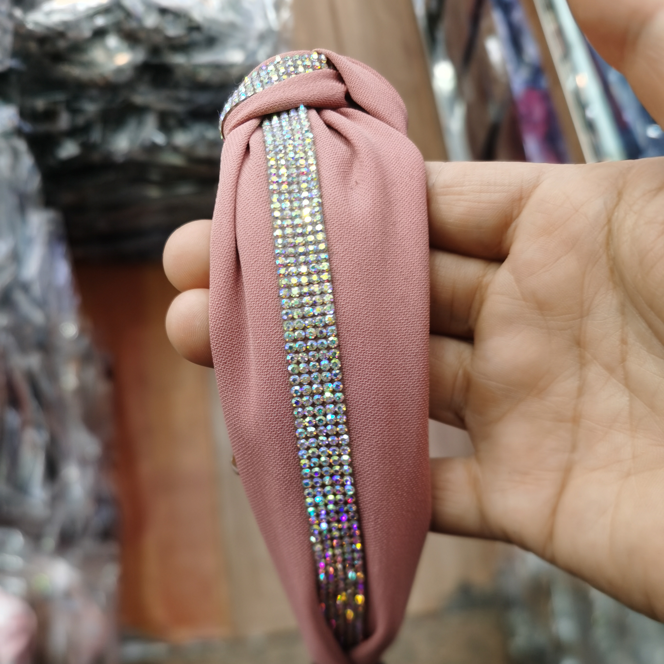 Purple diamond trendy hairband, headwear, hair accessories, fashionable and versatile, leather sponge, high-end accessories w