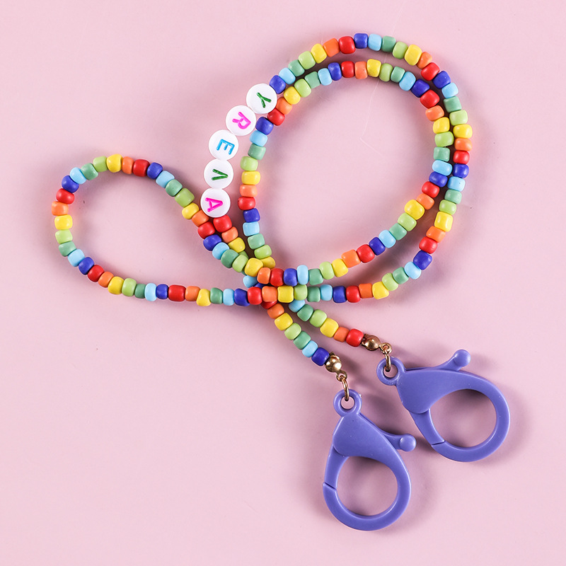 儿童防丢口罩链跨境流行 亚克力+米珠厂家货源可定制挂链产品图