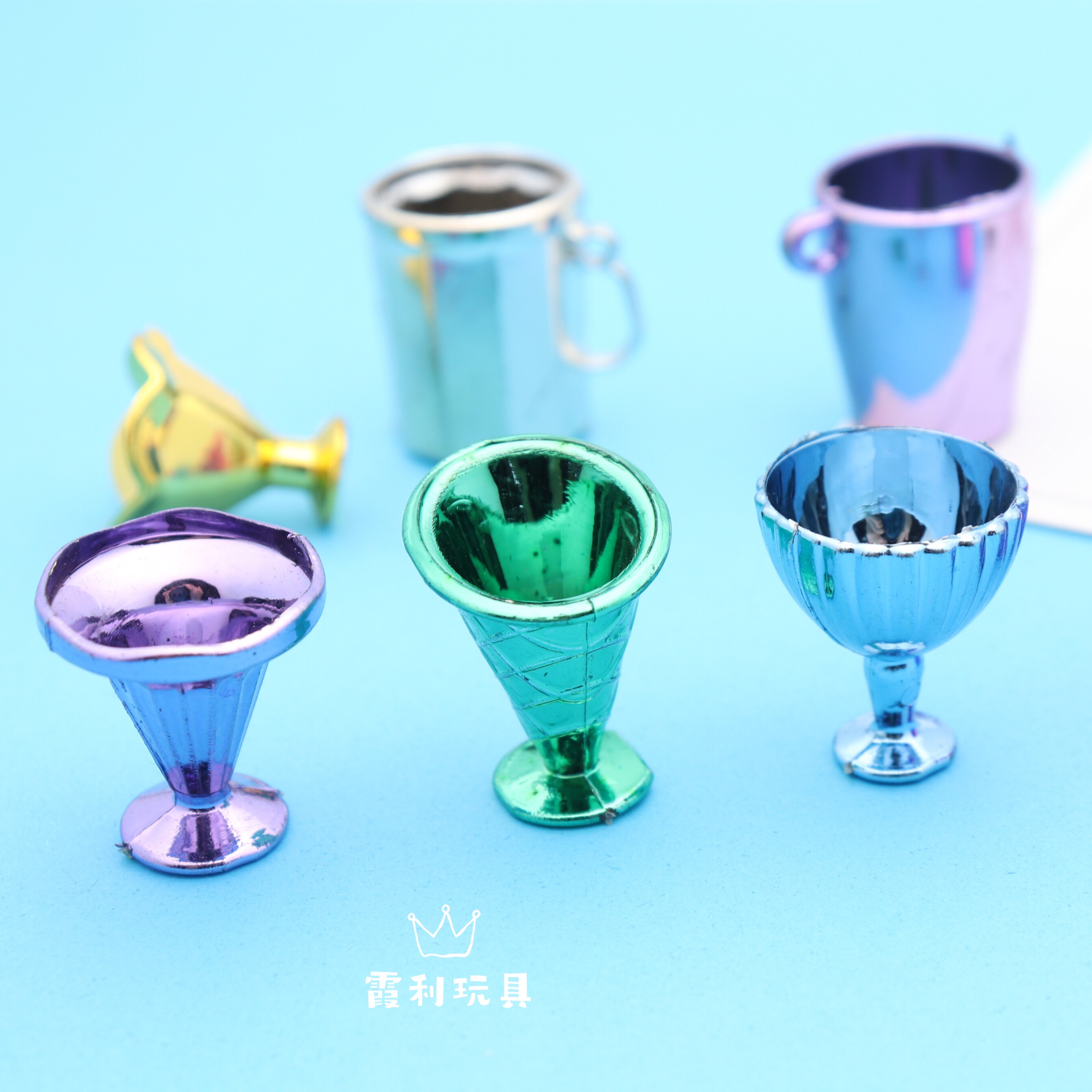 Electroplated small cups, children's plastic toys, play house and gacha detail image 3