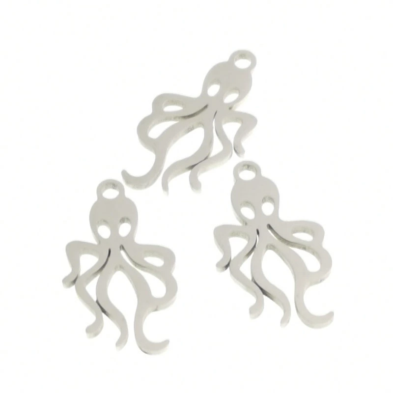 Titanium steel laser-cut animal Octopus small Pendant Stainless steel diy accessories Bracelet necklace pendant