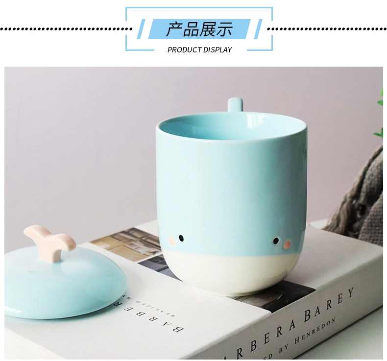 韩版卡通陶瓷杯 创意手绘鲸鱼马克杯 大容量可爱学生水杯子情侣杯详情1