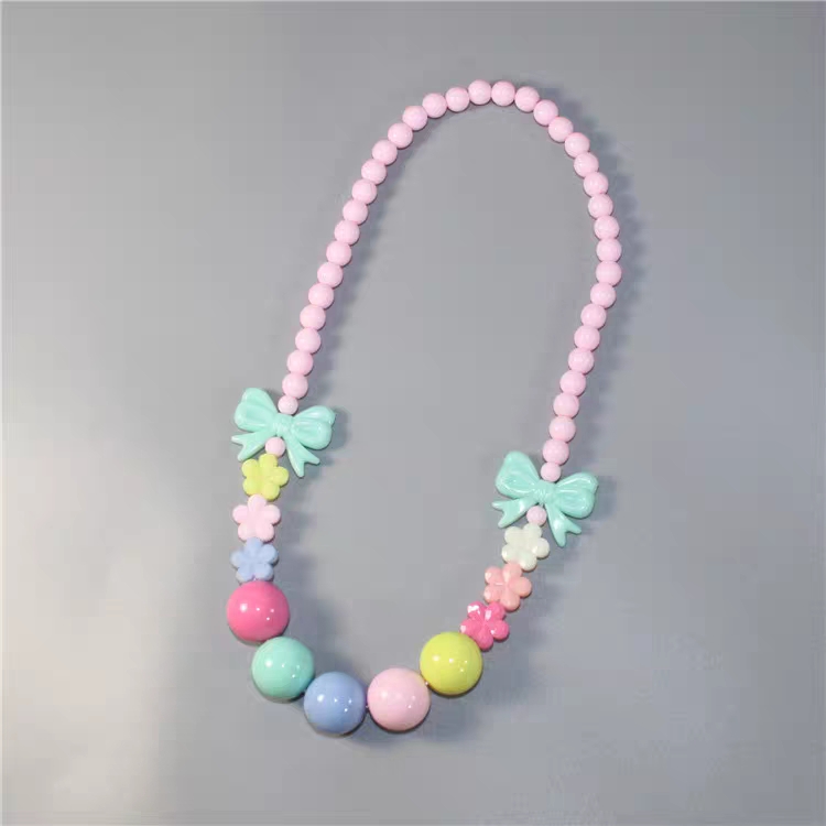 Child Princess Girl Baby Girl Accessories Cute candy colored Bows Flower Beads necklace Girl accessories
