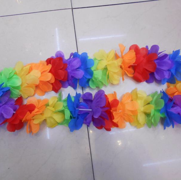 夏威夷花环本色布六彩、挂脖子花环、节日花环、