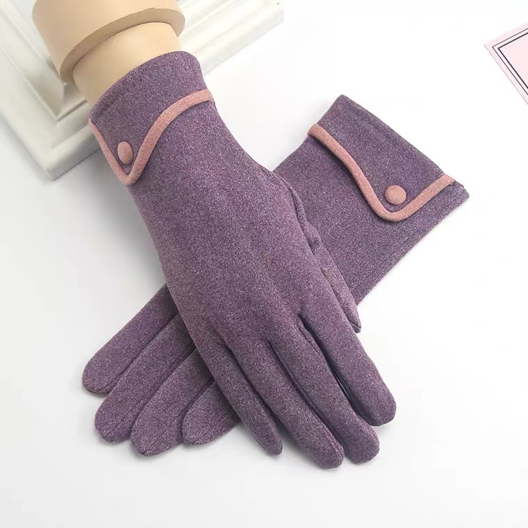 Autumn gloves ladies de fleece thin elastic touch screen short driving bike outdoor lovely winter spring and autumn winter