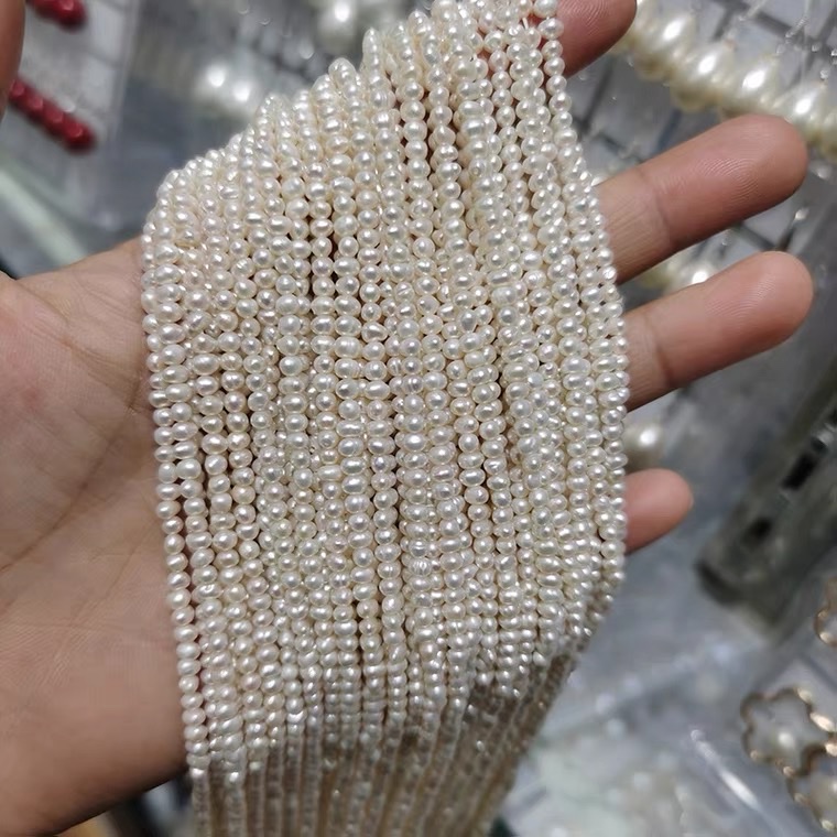 半成品珍珠项链散珠2-3mm小珍珠白色淡水珠天然diy项链 特价产品图