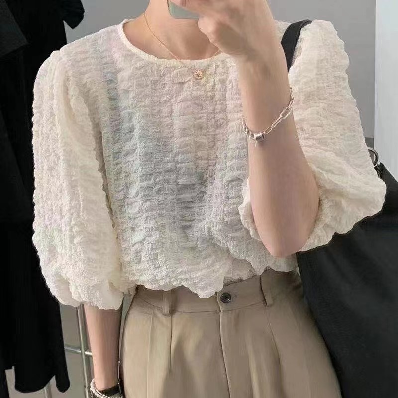 Beige bubble top