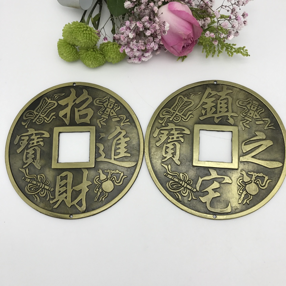 金属工艺品配件批发 合金材料青铜色160铜钱 挂件配件
