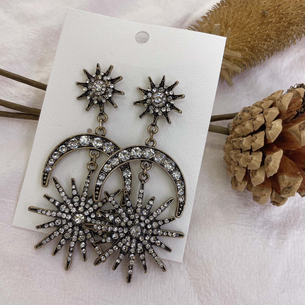 Baroque metal Crostar stud earrings Vintage Drop Jewel earrings