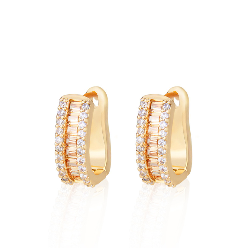 ins European and American cross-border e-commerce diamond-encrusted colored zirconium earrings manufacturer in stock, simple and personalized gold, silver and copper earrings detail image 6