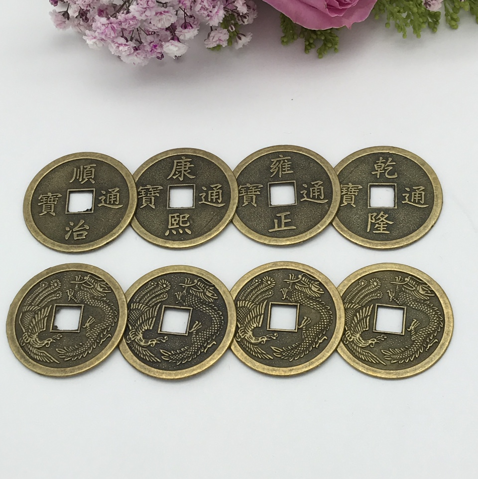 合金材料3.8青铜色龙凤五帝铜钱