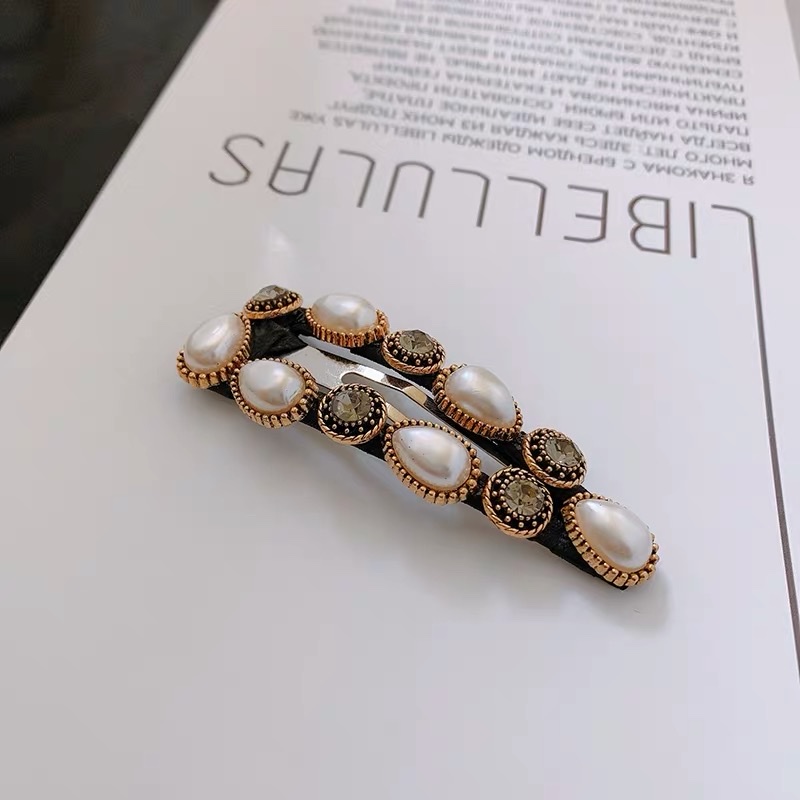 Heavy industry retro pearl hair clips, women's bangs hair clips, French clips at the back of the head, trendy and stylish headwear Item Picture