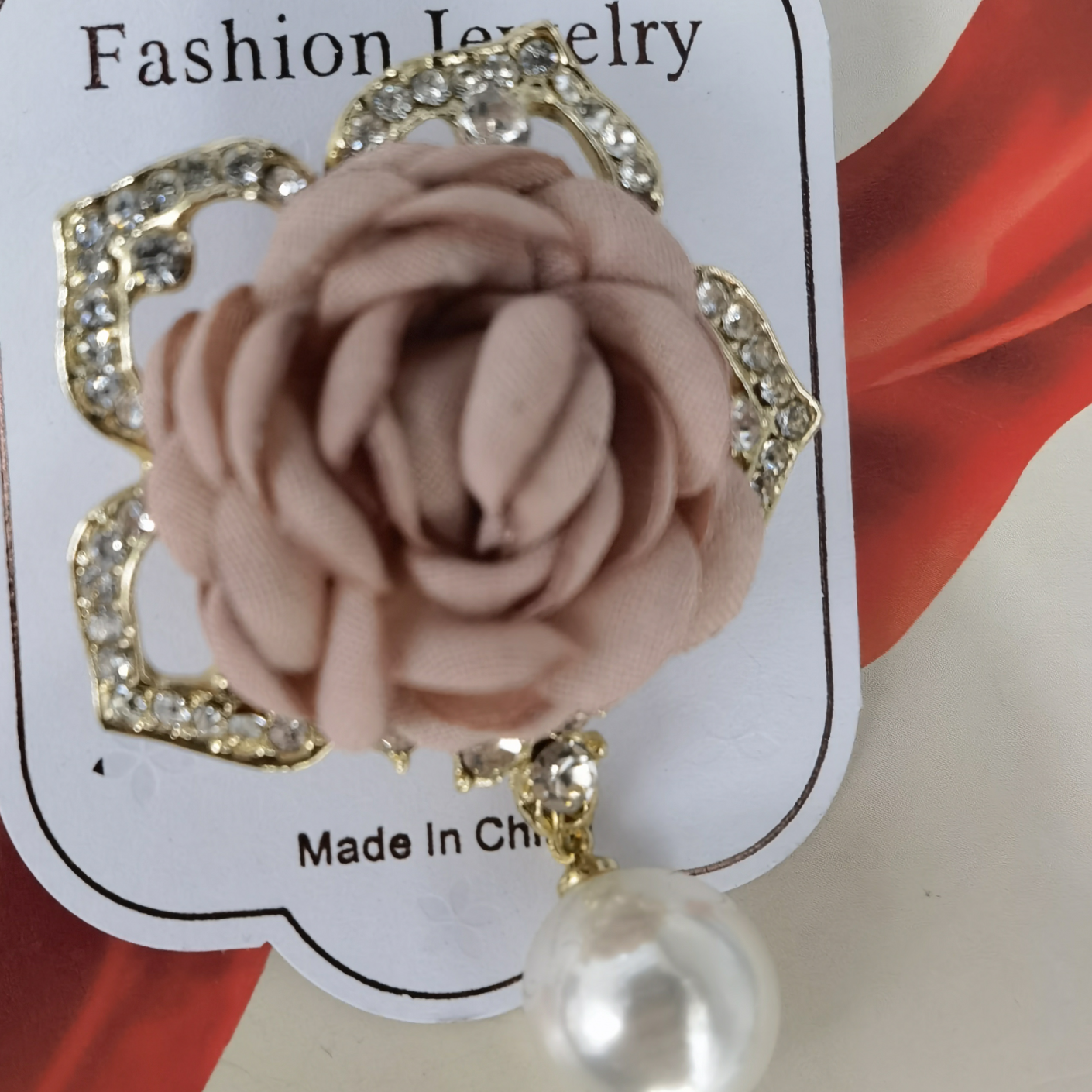Fabric flower imitation pearl fashion brooch