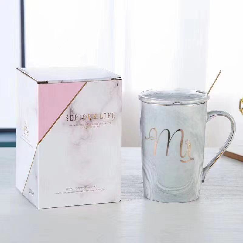 紫星陶瓷商行D区三楼3街7949店大理石带盖勺陶瓷杯子1