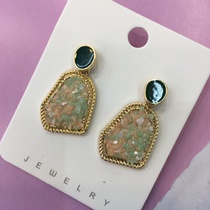 The 925 Silver Needle fashion trend casual imitation stone alloy earring girl