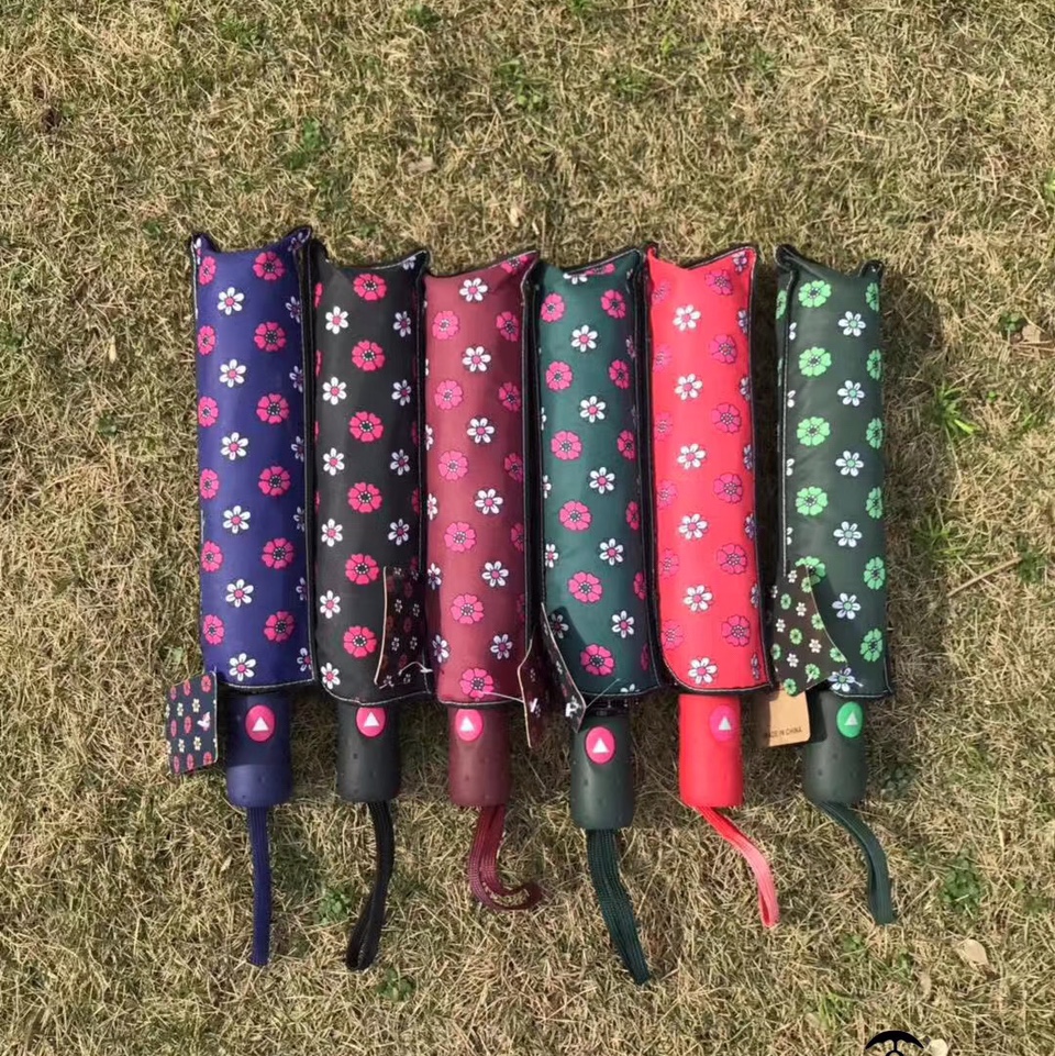 F1-10622-55B71三折自动防紫外线防风小小花朵晴雨伞