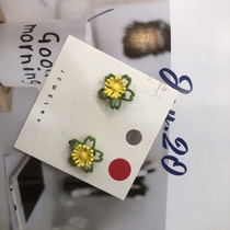 The popular fashion trend casual little sister for little yellow and green flower earrings girl