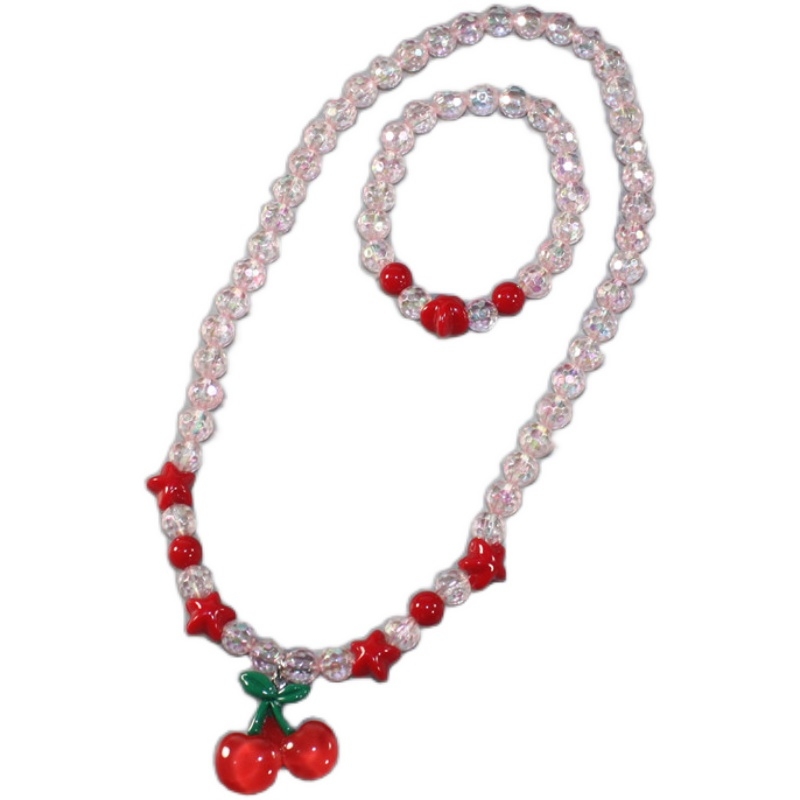Child Girls Baby Girls Princess Little Girls Accessories Cute Cherry Star Beads necklace Bracelet Set ornaments