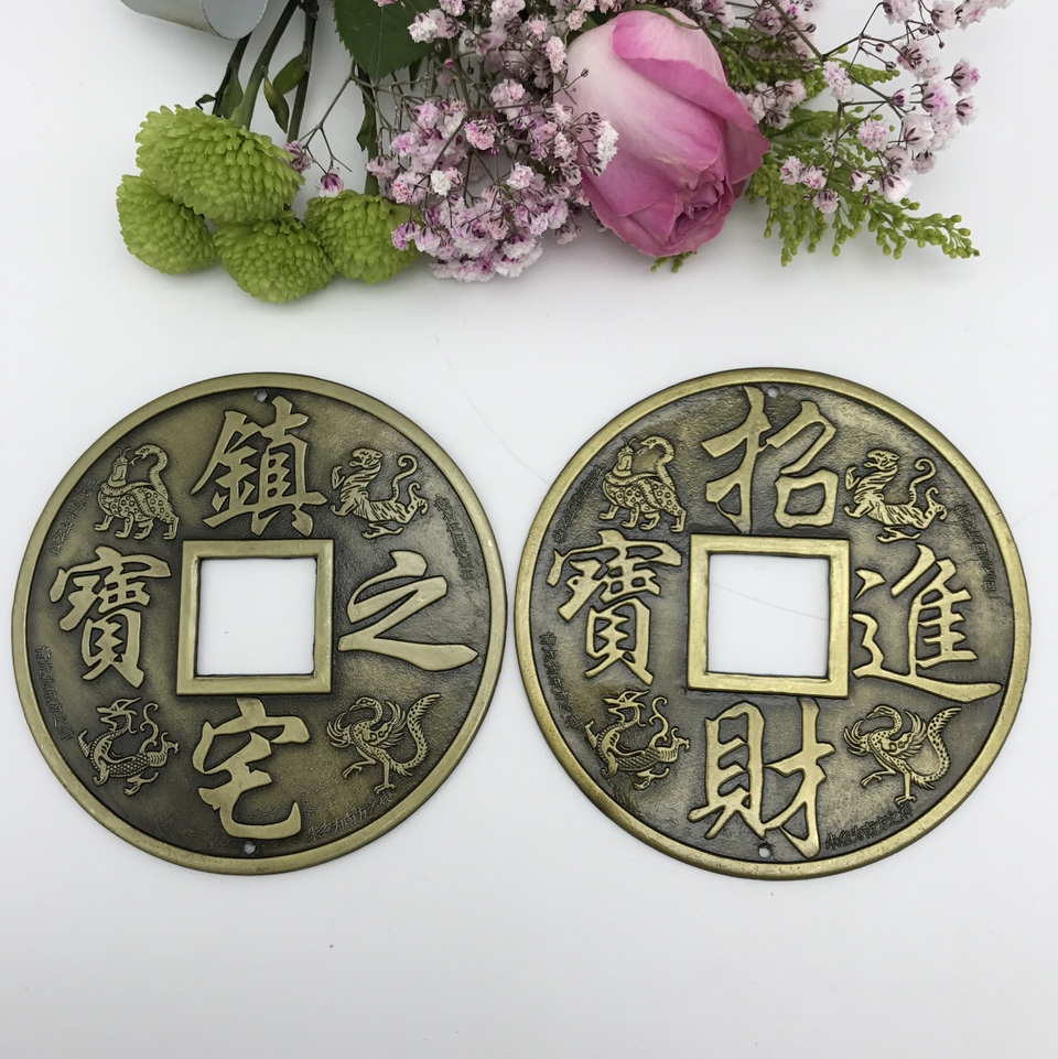 金属工艺品配件批发 合金材料青铜色130铜钱 挂件配件