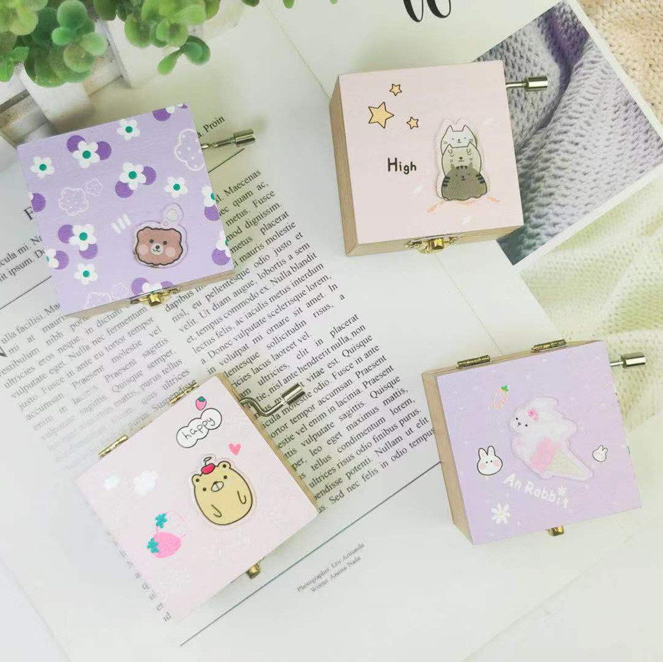 木质榉木可爱卡通音乐盒