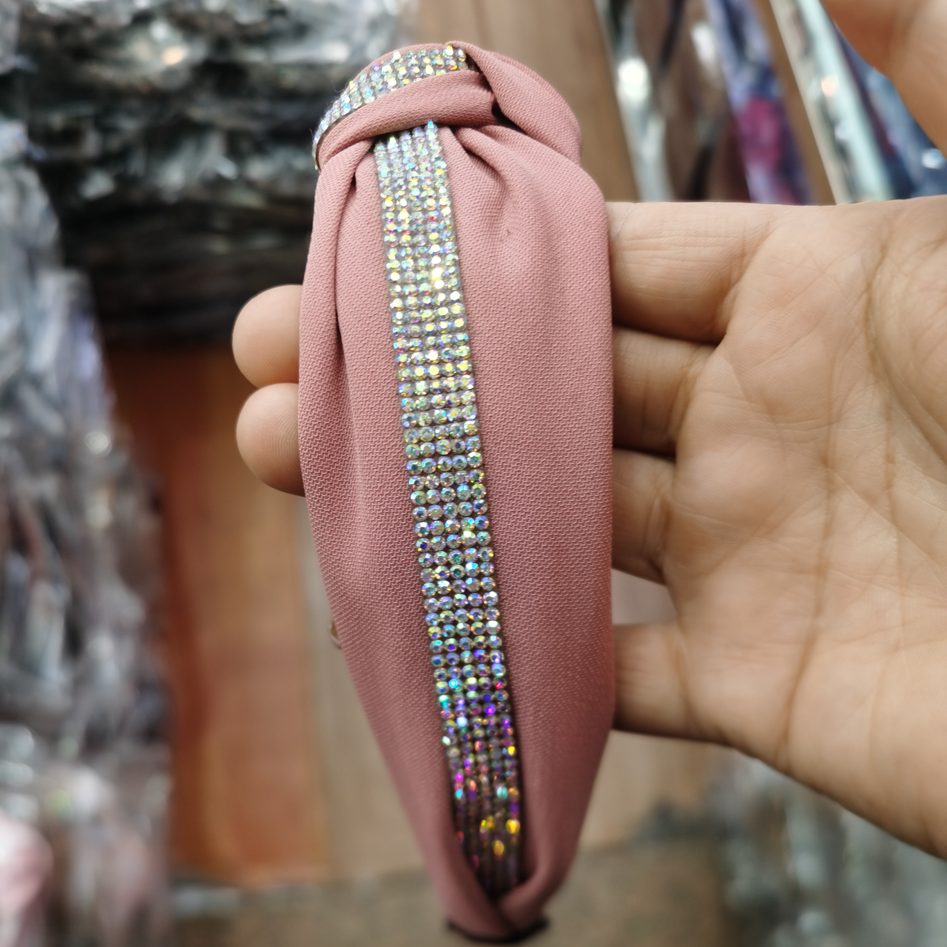 Diamond strip green net Red hair Hoops Headdress Hair accessories Trend Fashion everything leather sponge Smart accessories r thumbnail