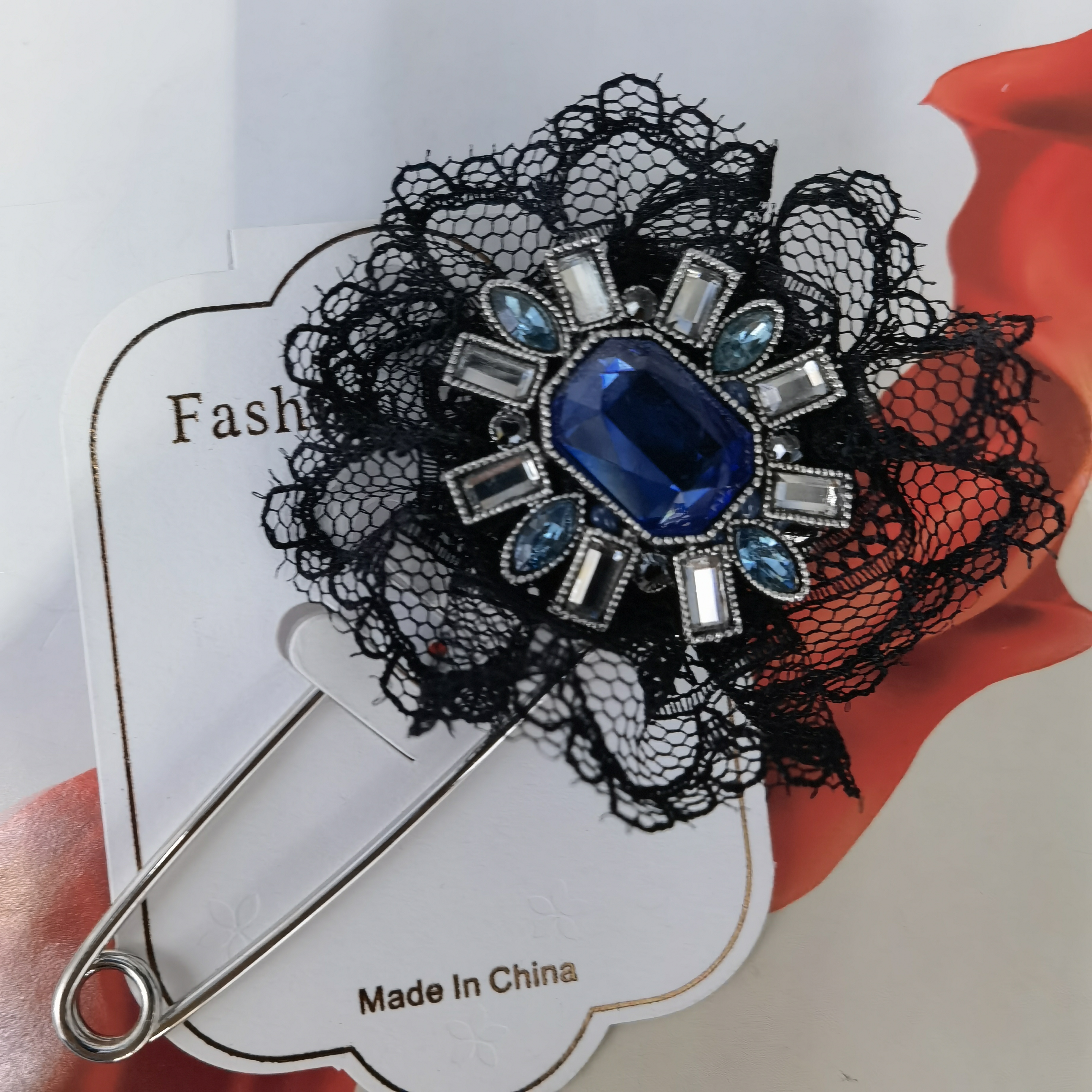 Glass mesh floral pin sweater jacket accessories