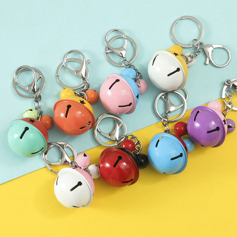 创意DIY礼品钥匙扣包包挂件双色糖果4cm拼色烤漆铃铛圣诞挂饰批发图