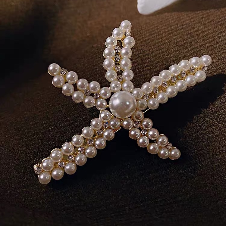 Starfish Pearl hair clip Internet celebrity clip headdress edge clip Vintage French hair clip top clip Simple hair accessories women