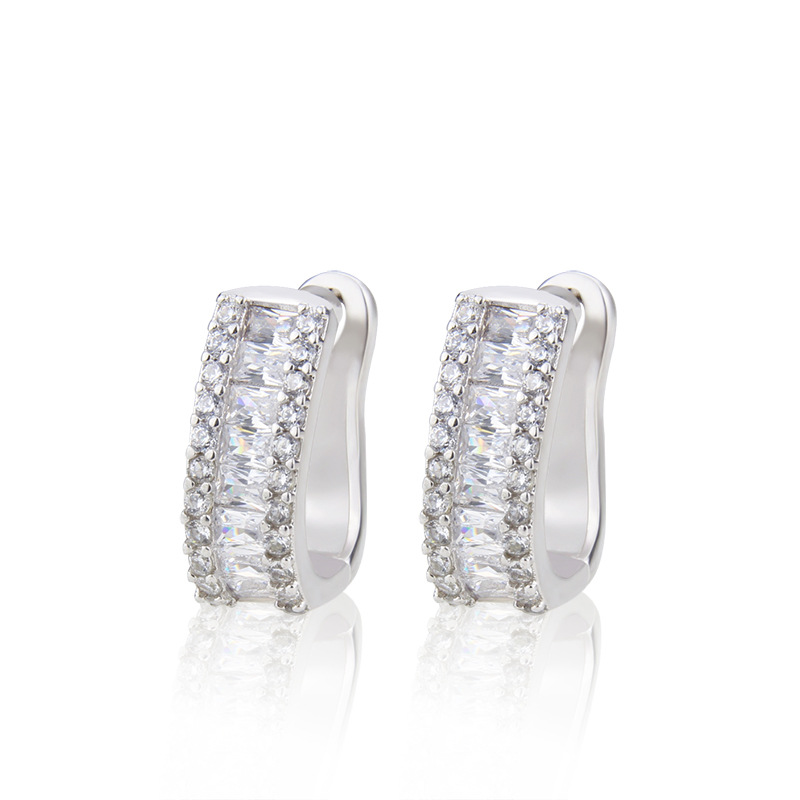 ins European and American cross-border e-commerce diamond-encrusted colored zirconium earrings manufacturer in stock, simple and personalized gold, silver and copper earrings Specification image