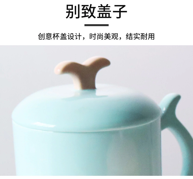 Korean cartoon ceramic cups, creative hand-painted whale mugs, large-capacity cute student water cups, couple cups detail image 3