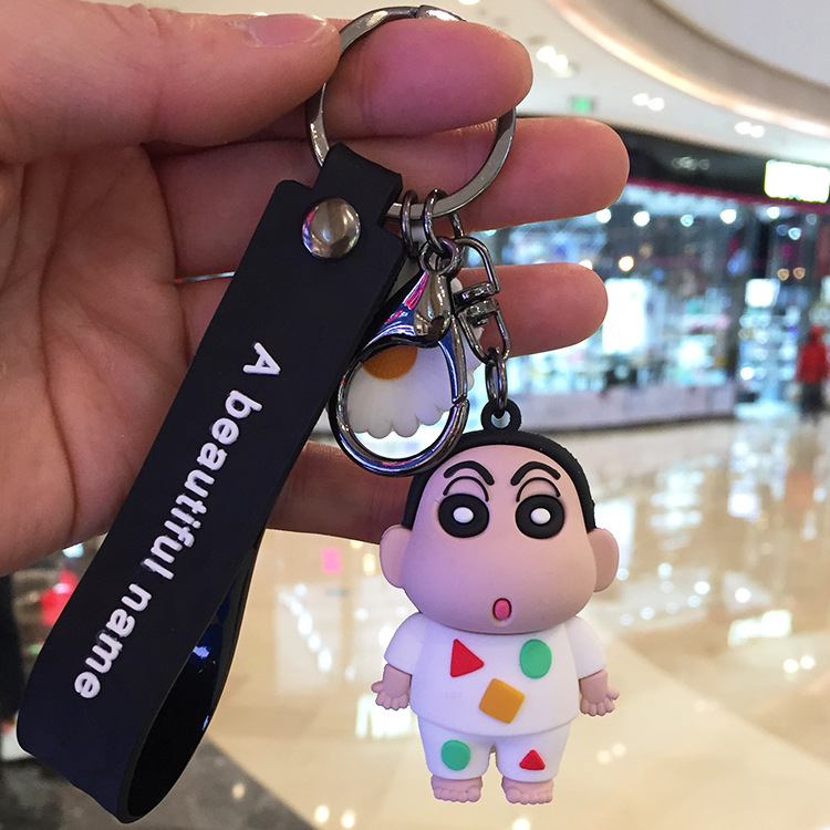 创意卡通公仔蜡笔小新钥匙扣新款硅胶汽车钥匙链可爱挂件礼品批发