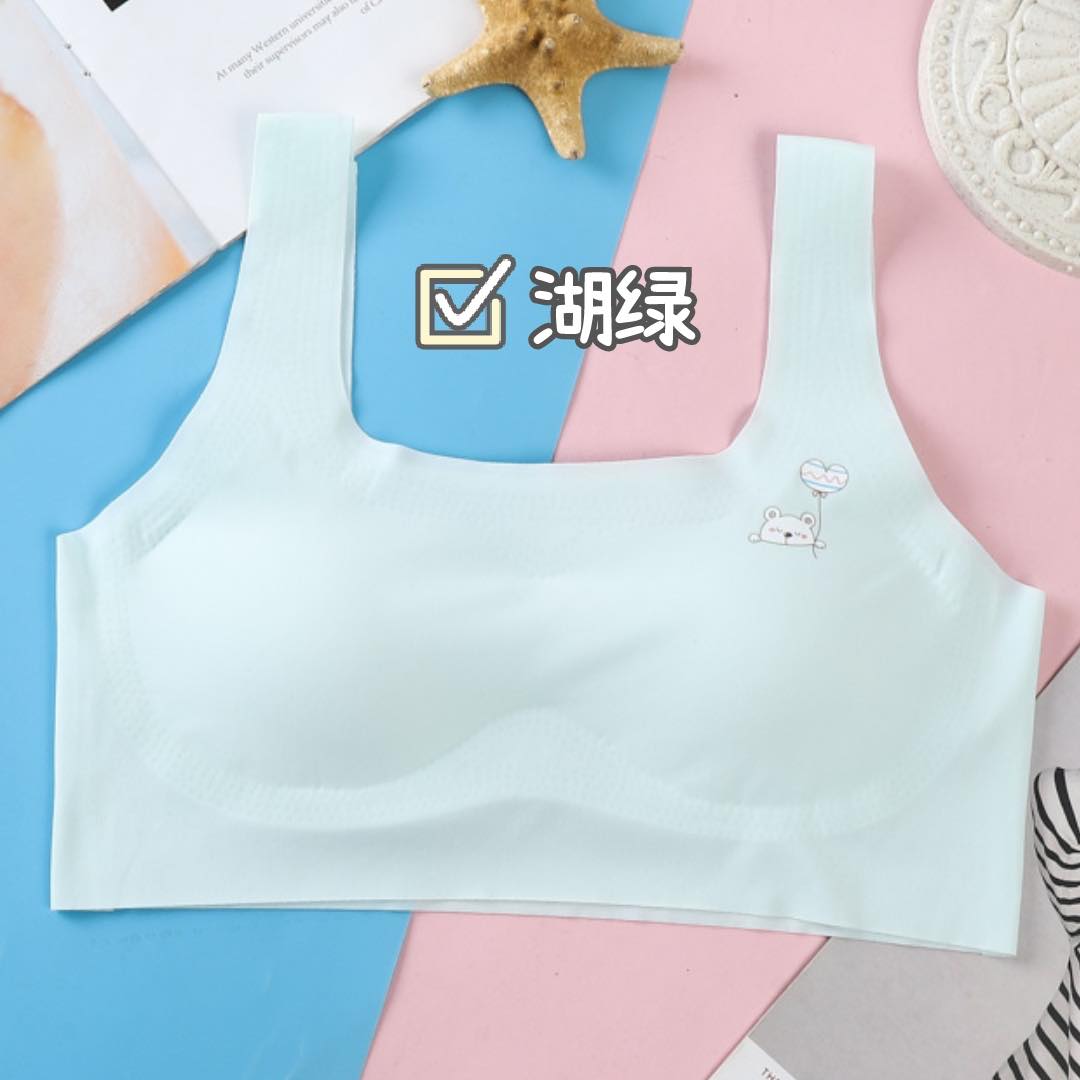 Teenage girl's seamless underwear Modal seamless inner pad detachable cartoon printed wide-shoulder backrest bra detail image 12