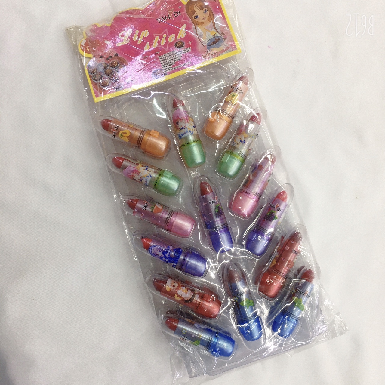 30入盒装儿童女孩混合水果彩色口红过家家玩具学生滋润口红唇膏