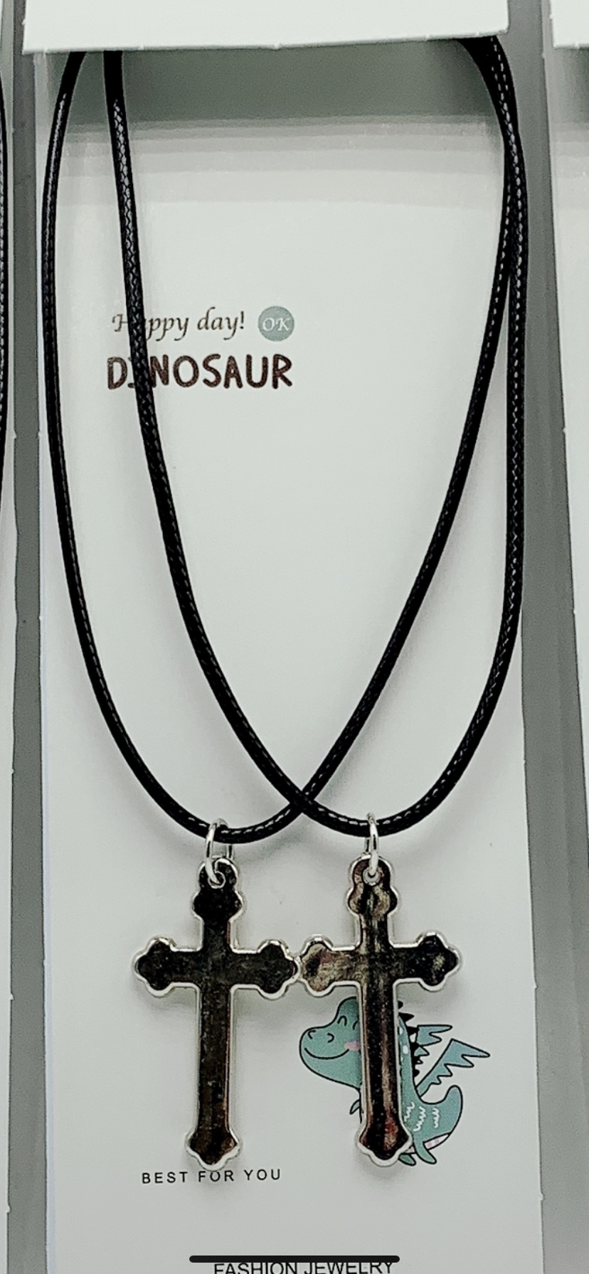 Black Korean wax thread couple's smooth cross necklace exclusively for the two-yuan store details Picture