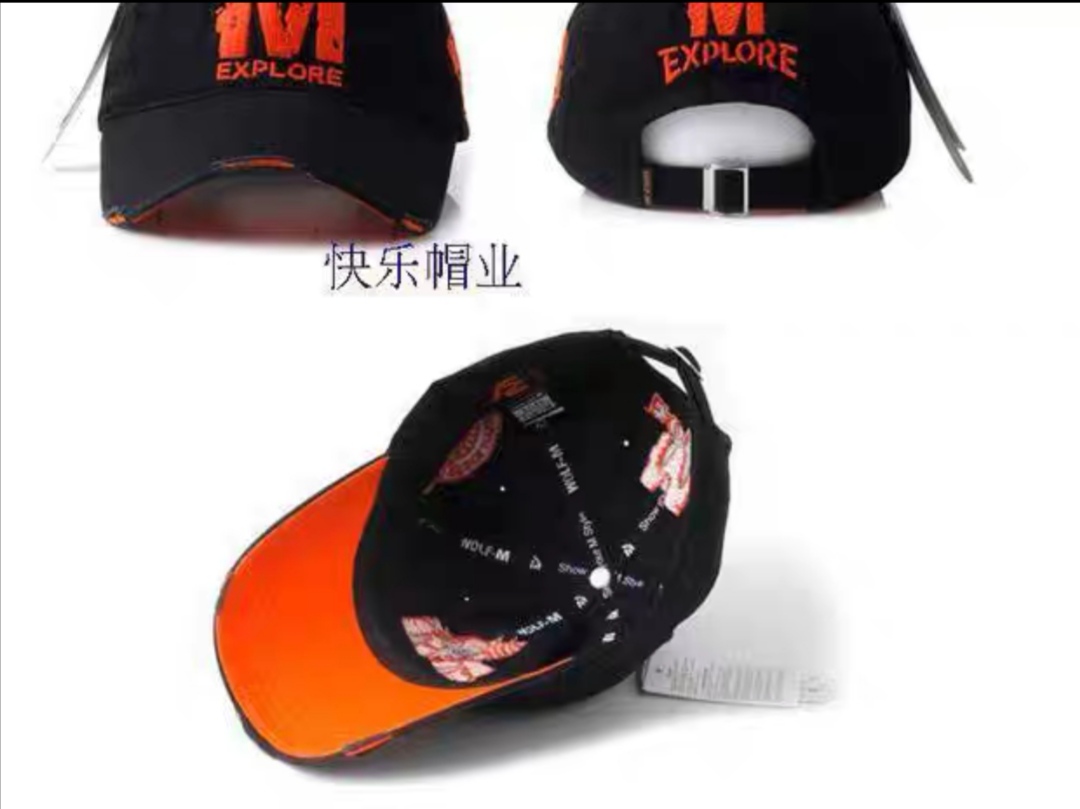 Classic M Wolf embroidered caps for both men and women, available in a full range of colors. Baseball caps, fisherman hats, Korean style, trendy and versatile, hip-hop autumn and winter washable baseball caps for women detail image 2