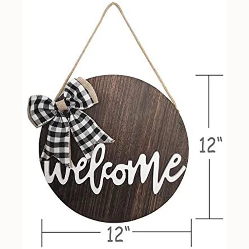外贸亚马逊订制　欢迎光临圆型木质创意welcome挂牌门牌工艺品