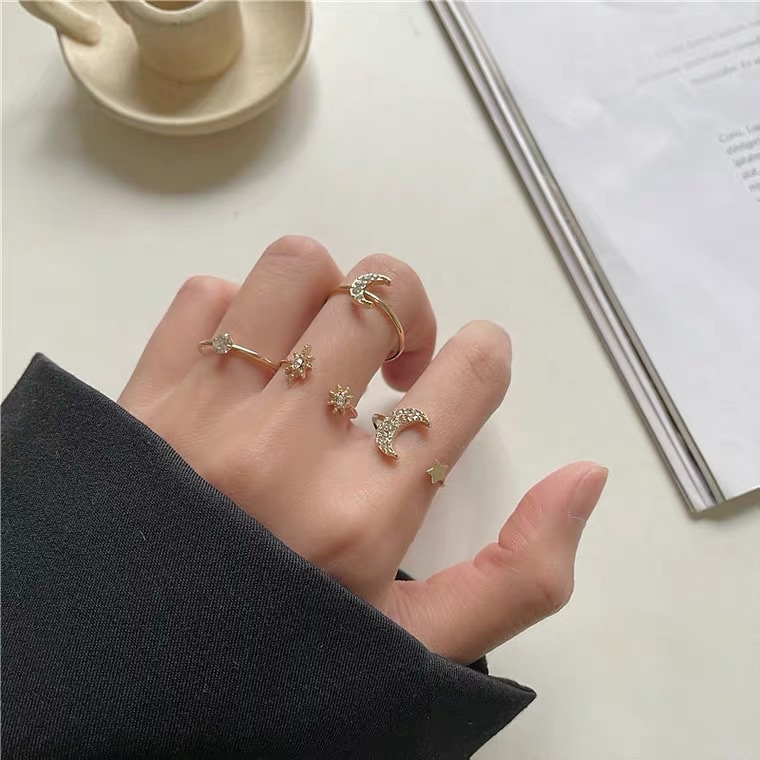 四件套组合套装戒指女时尚个性超仙气质星月小众设计感ins潮网红详情图3
