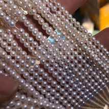 迷你小珍珠项链 3-4mm正圆形半成品 散珠专用配珠diy锁骨手链耳环