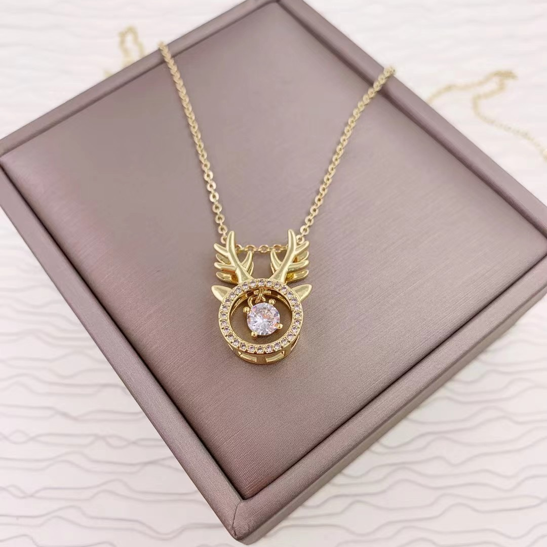 Vintage classic environmental protection collarbone chain necklace copper micro-inlaid rose gold white gold ,,,,.