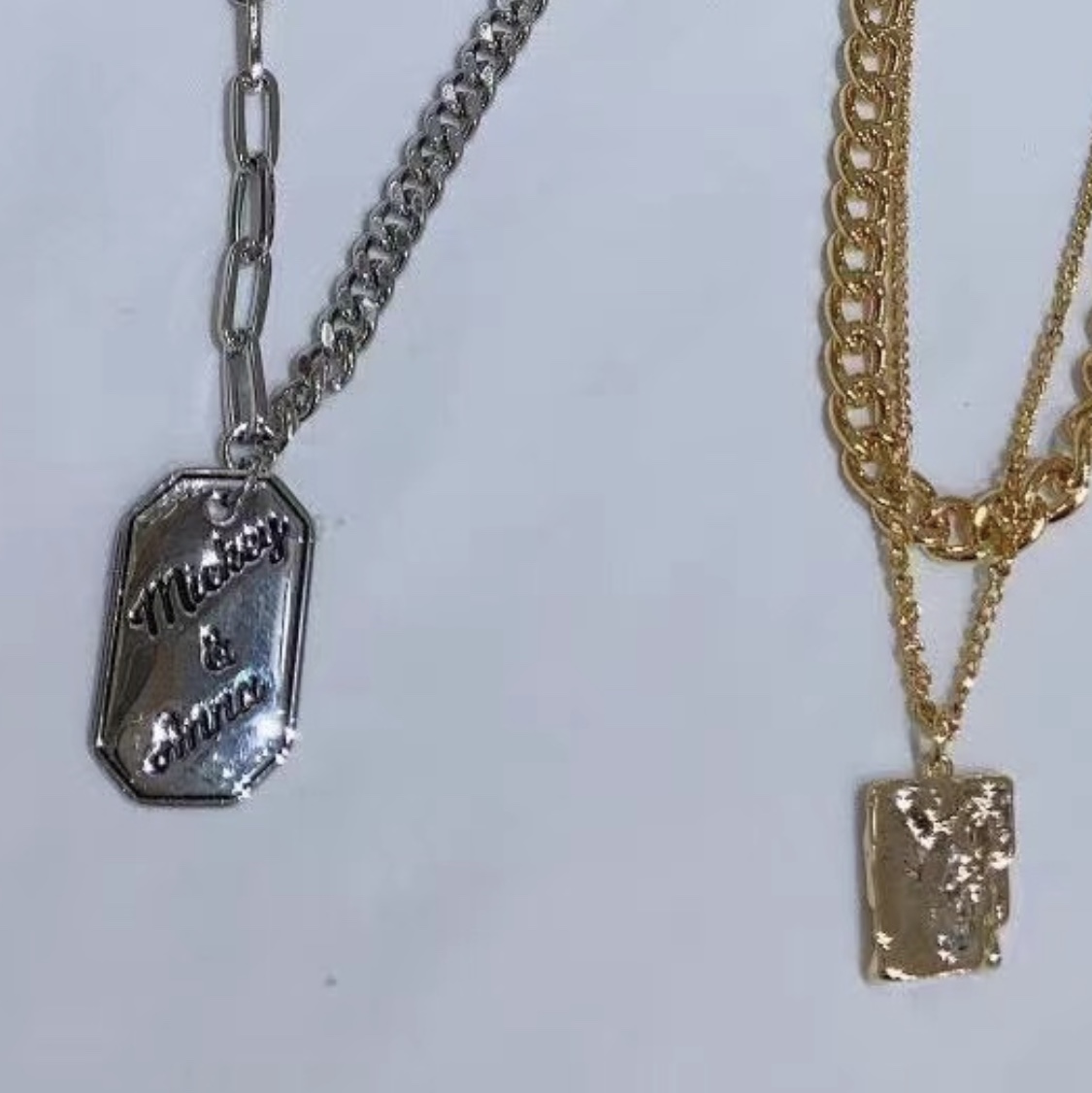 方块吊牌项链