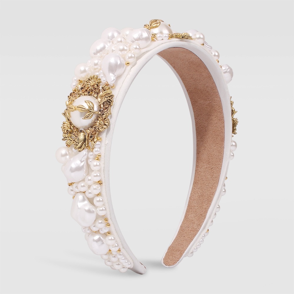 European And American Fashion Baroque Pearl Set With Diamond Vintage Fashion Headband details Picture