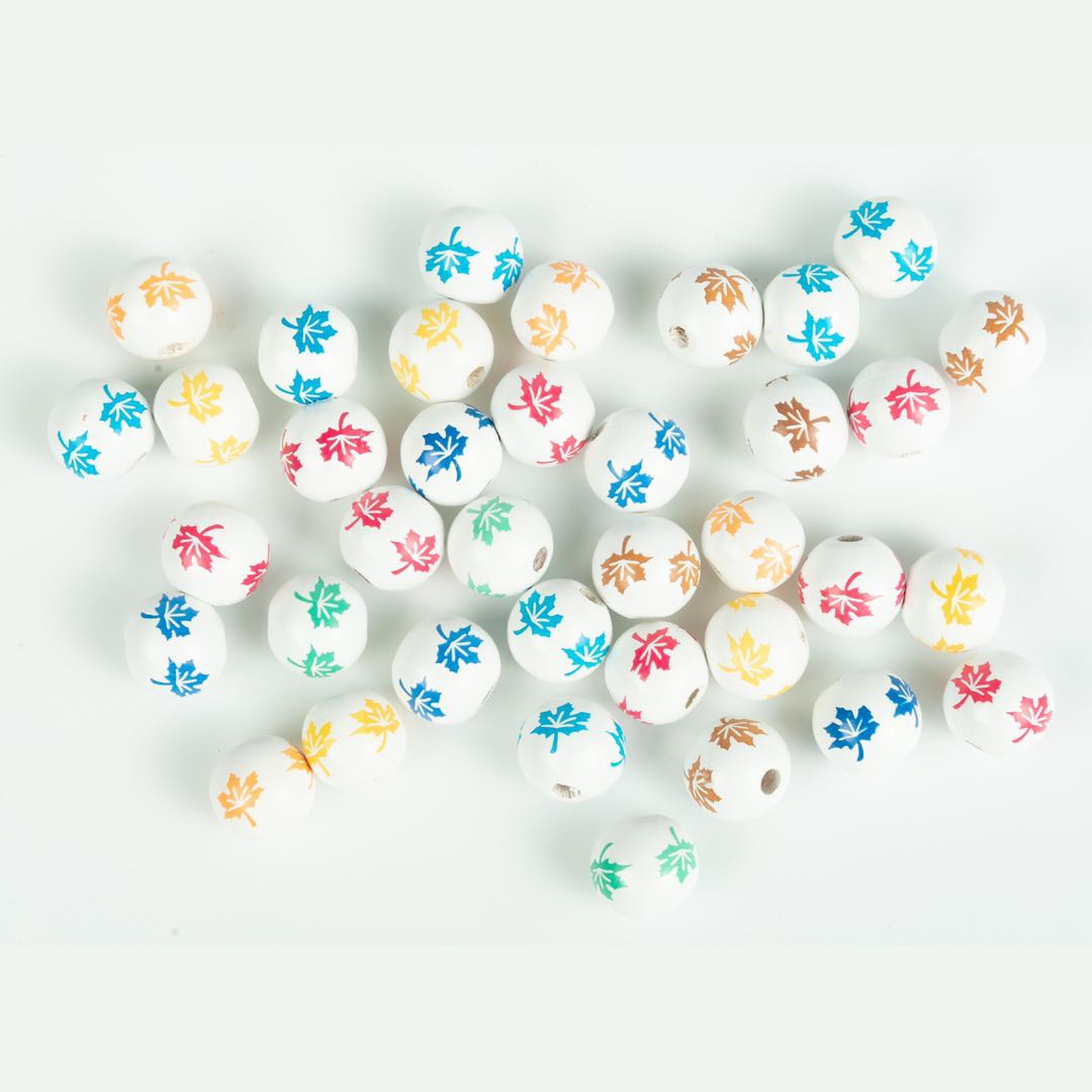 16mm lotus wood print maple leaf diy earrings, bracelet and necklace accessories