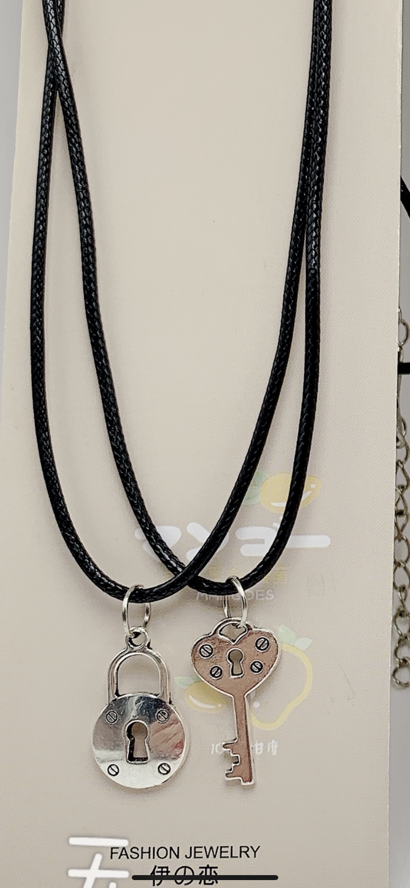 Black Korean wax thread couple alloy key 🔑➕ lock 🔒 necklace exclusively for the two-yuan store details Picture