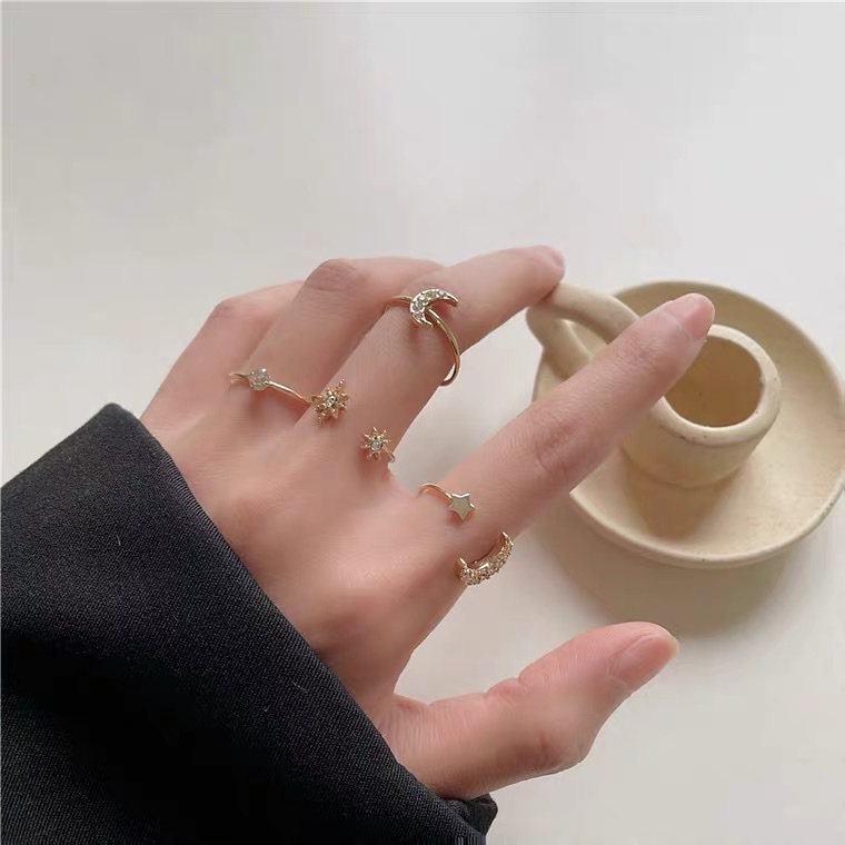 四件套组合套装戒指女时尚个性超仙气质星月小众设计感ins潮网红详情图1